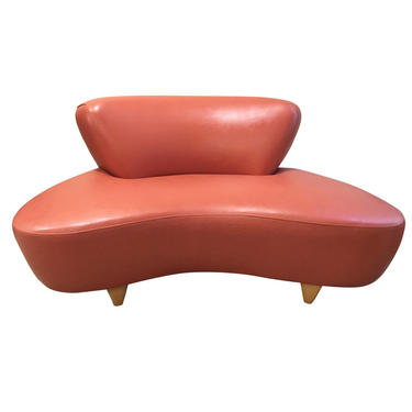 Retro Modern Coral leather lounge chair , 