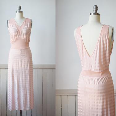 1940s Rayon Jersey Nightgown Dress | M/L 