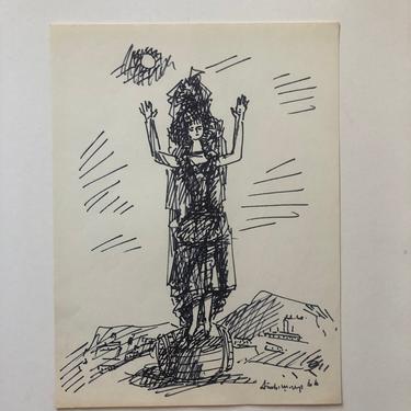 Vintage Alexander Tischler Lithograph titled “Dance on a Cask (No 2), 1966, 11.5” W x 15.5” H 