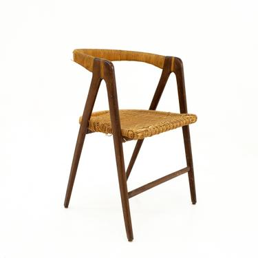Mid Century Cane Curved Back Side Chair - mcm 