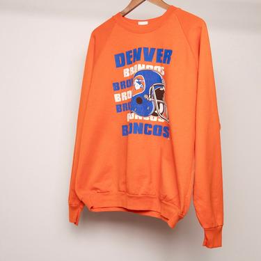 vintage 1980s DENVER BRONCOS blue and orange AFC champs 50/50 oversize sweatshirt -- size xl 
