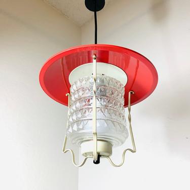 50s Hallway Lamp Lantern Red 