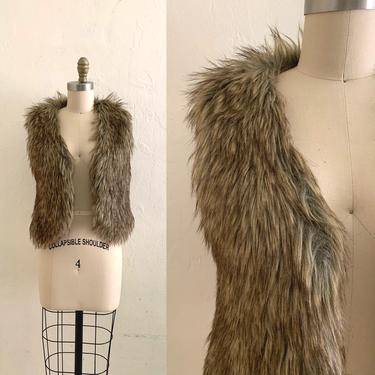 vintage brown faux fur vest 