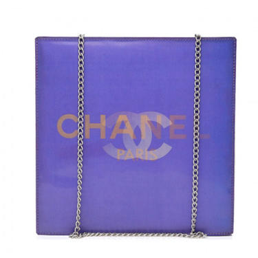 Vintage 90's CHANEL CC Logo HOLOGRAM Vinyl / Leather Shoulder Tote Bag Purse Chain Strap 