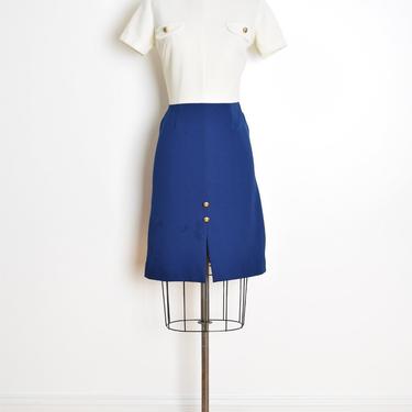 vintage 60s dress navy blue white mod space age futuristic twiggy dress M clothing 