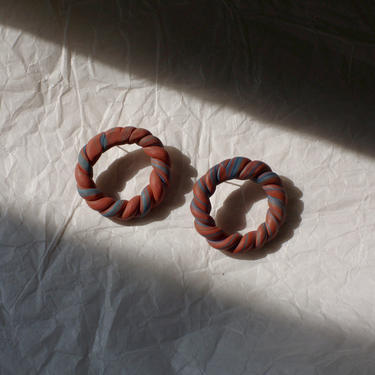 Circle Polymer Clay Statement Earrings / Braided / Modern Design 