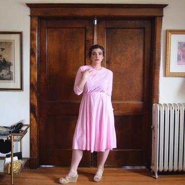 Light Pink Dress | 70s Dress | Simple Dress with Sleeves | Plus Size Dress | Size XLarge Dress XL | Size 16 Dress 1X | NWT Vintage Dress NOS 