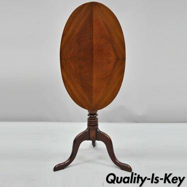 Antique Mahogany Oval Tilt Top Tea Table Side Table Queen Anne Style