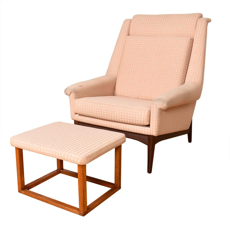 Swedish Lounge Chair + Compact Ottoman
