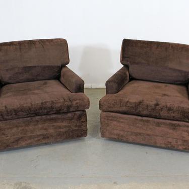Pair of Vintage Mid-Century Modern Milo Baughman Style Lounge Club Chairs 