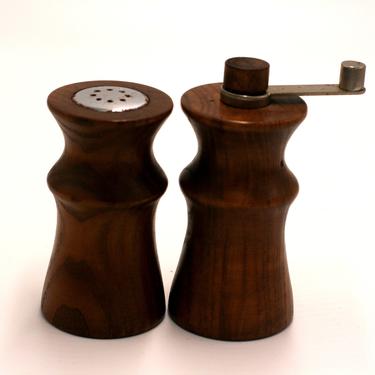 vintage mid century wood salt shaker and pepper grinder/made in Italy/copco 