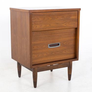 Mainline by Hooker Mid Century Walnut and Stainless Nightstand 