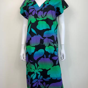 Vtg 70s 80s Gianni Baldini avant garde cotton floral print dress 