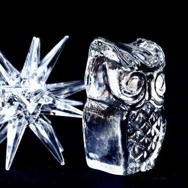 Vintage Mid-Century Glass Owl Figurine | Paperweight 