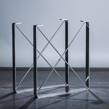Chrome Powder Coat Finish Metal Coffee Table Legs, &amp;quot;U&amp;quot; Shaped Industrial Steel Table Legs with &amp;quot;X&amp;quot; Steel Rod Cross Pieces 