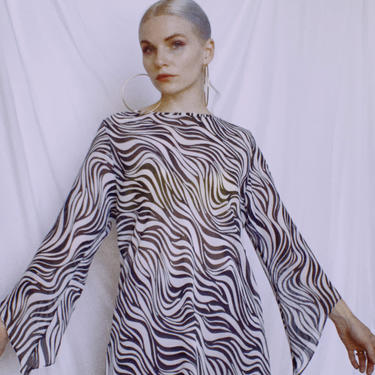 Vintage 90s/Y2K Zebra Print Sheer Top 