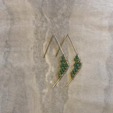 Amazonite Diamond Threader Gold Earrings