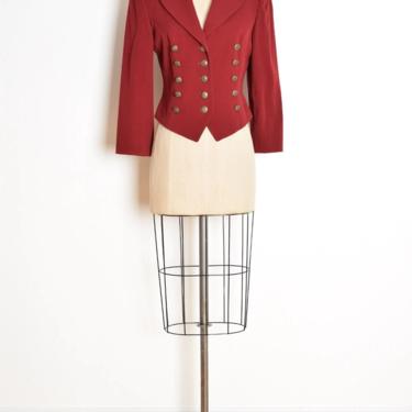 vintage 90s jacket DKNY Donna Karan burgundy wool military blazer brass S/M 10 clothing marching band 