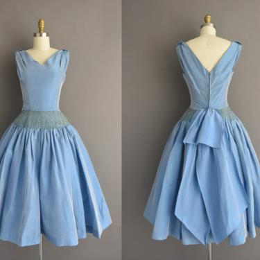 1950s vintage dress | Gorgeous Sweeping Full Skirt Cocktail Party Bridesmaid Dress | XS Small | 50s dress 