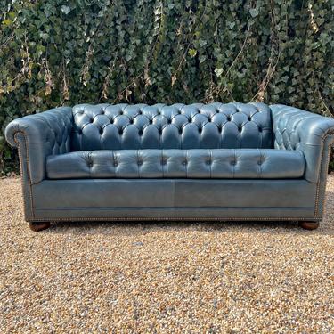 Lola Blue Leather Chesterfield