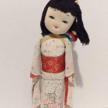 Vintage 1960s Handmade Soft Sculpture Kimono Doll Mother & Child from Japan 17" 