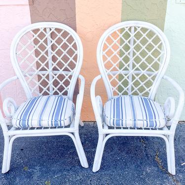 Pair of Island Whimsy Rattan Balloon Back Chairs