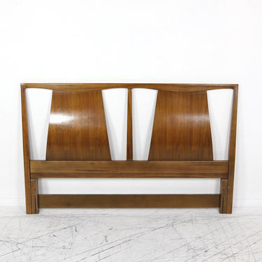 Vintage mcm full / queen size headboard with bent wood details | Free delivery in NYC and Hudson 
