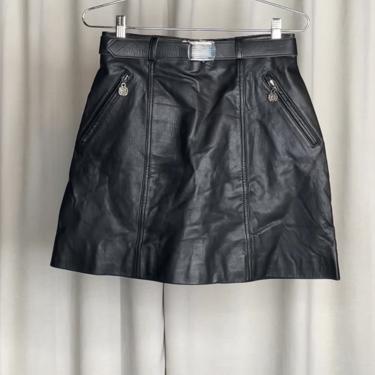 Vintage Hugo Buscati High Waist Leather Mini Skirt