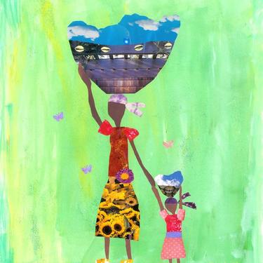 Sky Carriers. 16x20 Poster. Haiti. Basket Women. Collage 