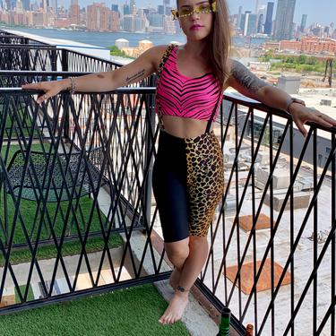 Pink Orange Zebra Sports Bra- Zebra Crop Top- Zebra Swimsuit- Animal Print Bikini Top- Rave Dance Costume- Plus Size- Acrobat Aerialist Top 