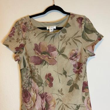 1) Floral 1990s mini dress ruffle short sleeve 