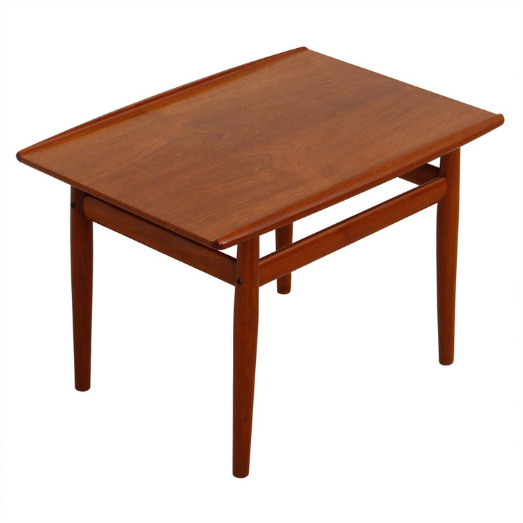 Grete Jalk Teak End  Accent Table with Raised Lip Top