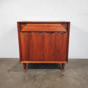 Walnut Nightstand with Drawer and Cabinet by Grosfeld House 