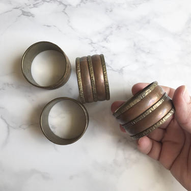 Vintage Copper Napkin Rings, Set of 4 
