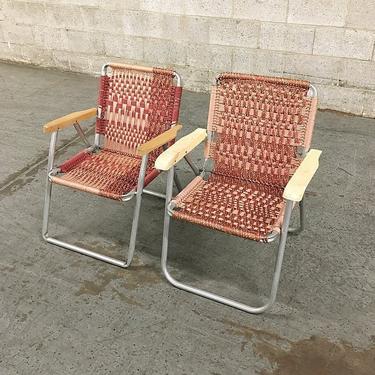 LOCAL PICKUP ONLY ----------------- Vintage Pink Woven Rope Patio Chairs 
