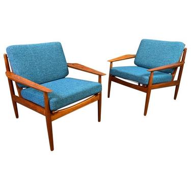 Pair of Vintage Danish Mid Century Modern Teak Easy Chairs by Arne Vodder for Glostrup Mobelfabrik 