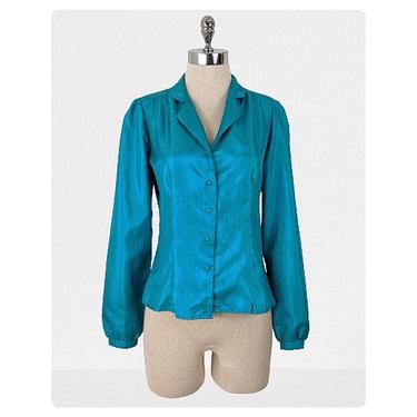 vintage 70's pinstripe satin blouse (Size: S)