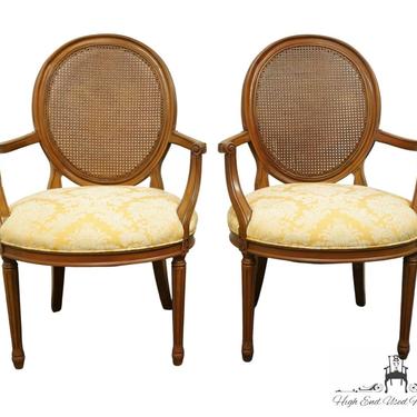 Set of 2 WHITE OF MEBANE Italian Provincial Cane Back Dining Arm Chairs 