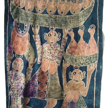 Vintage African Batik Wax Print Mud Cloth Wall Art - Vasco 