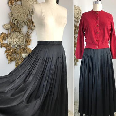 1980s skirt silk skirt vintage skirt pleated skirt black skirt full skirt midi skirt size medium classic skirt 29 waist 80s skirt 