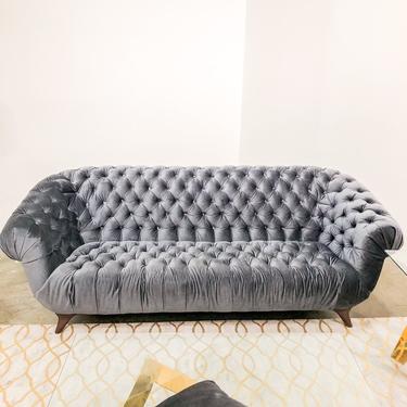 Grey Tufted Velvet Sofa
