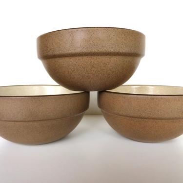 Set of 3 Vintage Heath Ceramics 5 1/2&quot; Cereal Bowl In Sandalwood, Edith Heath Ceramics, Rim Line Stacking Cereal/Soup Bowl 