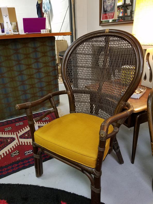Vintage Rattan Yellow Throne Chair