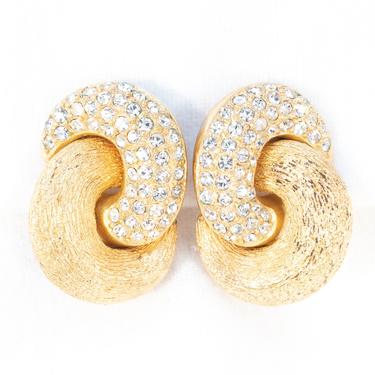 Christian Dior Textured Rhinestone Knot Earrings