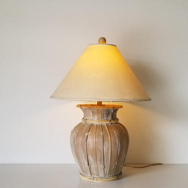 Vintage 1980s Coastal Decor Handmade Rattan Table Lamp . by MIAMIVINTAGEDECOR