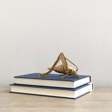 Vintage Brass Grasshopper Locust Statue Figurine Coastal Southern Decor 