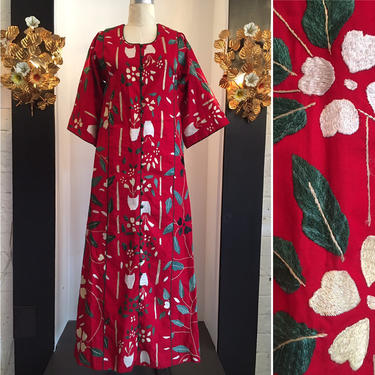 Vintage 70s dress, 1970s kaftan, embroidered dress, bohemian dress, festival dress, ethnic dress, indian dress, boho style, medium 