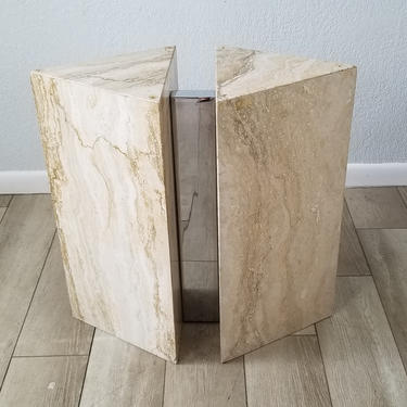 Italian Postmodern  Travertine  And Chrome  Console / Dining Table Base . 