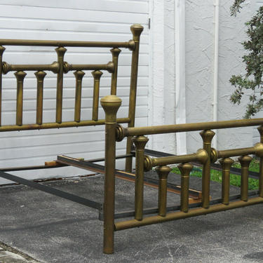 Victorian Early 1900s Brass Tall Large Poster King Size Bed 1608