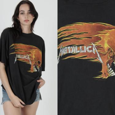 Vintage 1994 Metallica T Shirt / Fire Skull Pushead Graphic Tee / 90s Heavy Metal Giant T Shirt XL 